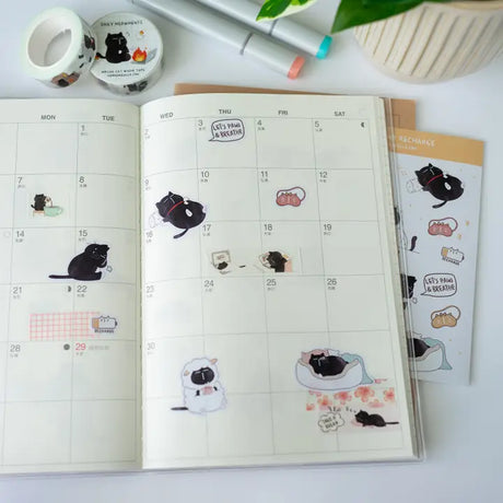 Sticker Sheet - Mocha Cat - Paws and recharge