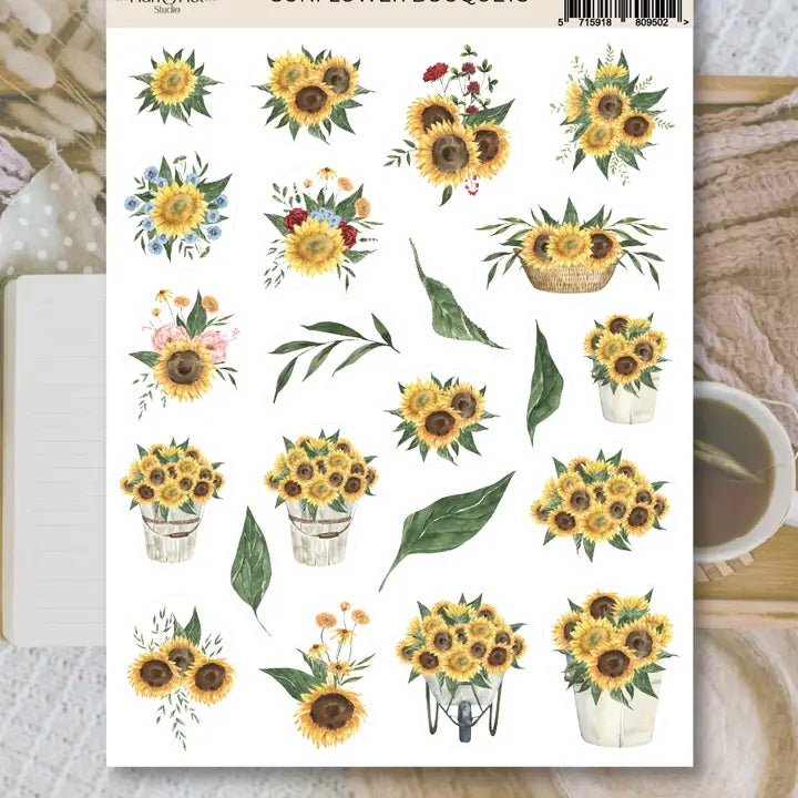 Stickers Plan & Plot Studio Vinyl - Sunflower Bouquets