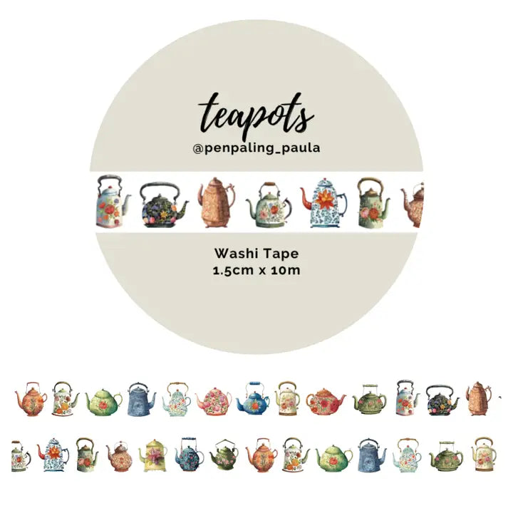 Washi tape Penpaling Paula - 15 mm - Teapots