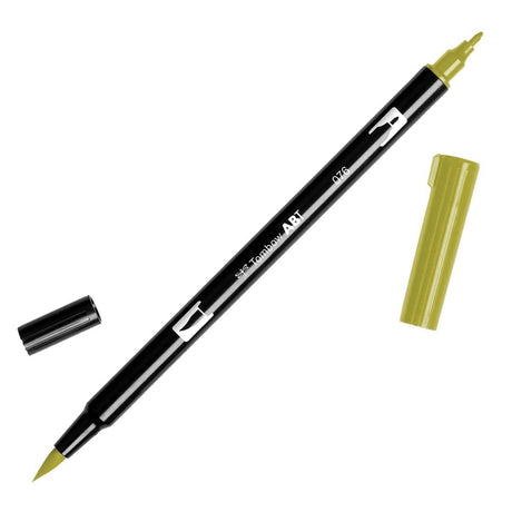 ABT Dual Brush pen - 076 Green ochre - Grönbrun penselpenna - Tombow - Tidformera