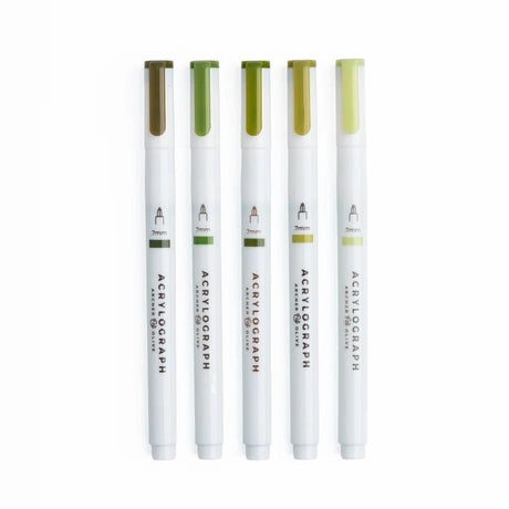 Acrylograph 5-pack 0,7 - Leaf Green Hues - 1 - Archer & Olive - Tidformera