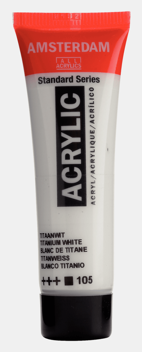 Liten tub med titanvit Amsterdam Akrylfärg 20 ml 105 - Titanium White från Royal Talens - Tidformera