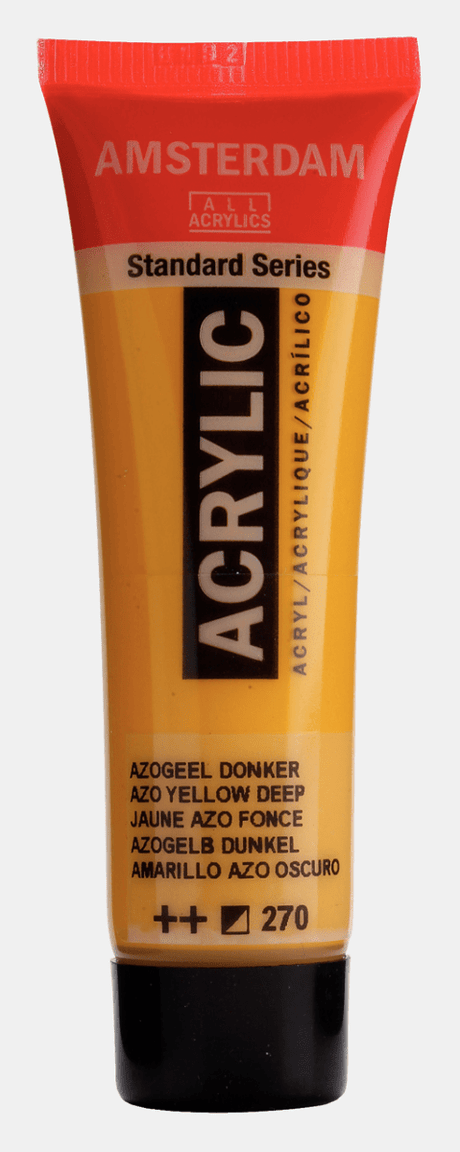 Liten tub med gul Amsterdam Akrylfärg 20 ml 270 - Azo Yellow Deep från Royal Talens - Tidformera