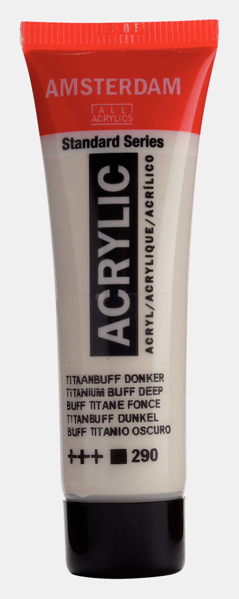Liten tub med vit Amsterdam Akrylfärg 20 ml 290 - Titanium Buff Deep från Royal Talens - Tidformera