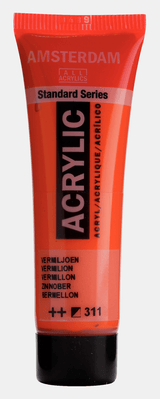 Liten tub med röd Amsterdam Akrylfärg 20 ml 311 Vermilion från Royal Talens - Tidformera