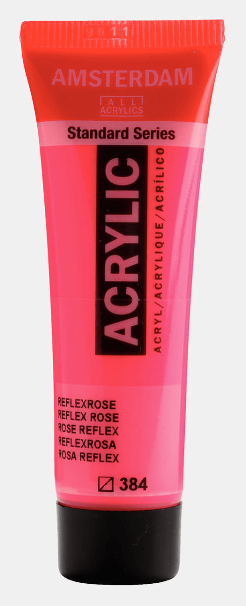 Liten tub med rosa Amsterdam Akrylfärg 20 ml 384 Reflex Rose från Royal Talens - Tidformera