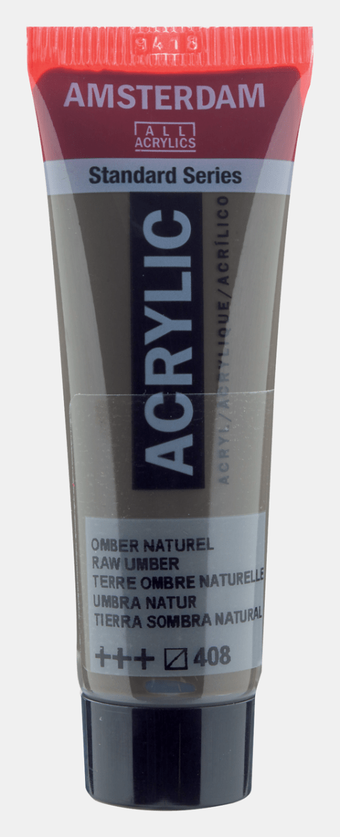 Liten tub med grå Amsterdam Akrylfärg 20 ml 408 - Raw Umber från Royal Talens - Tidformera