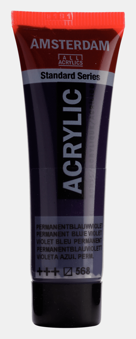 Liten tub med mörklila Amsterdam Akrylfärg 20 ml 568 Permanent Blue Violet från Royal Talens - Tidformera