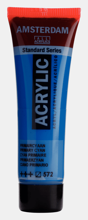 Liten tub med blå Amsterdam Akrylfärg 20 ml 572 - Primary Cyan från Royal Talens - Tidformera