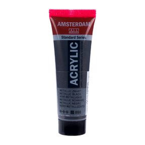 Liten tub med svart Amsterdam Akrylfärg 20 ml 850 - Metallic Black från Royal Talens - Tidformera