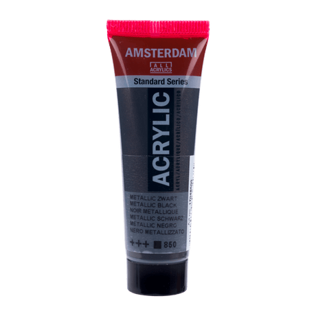 Liten tub med svart Amsterdam Akrylfärg 20 ml 850 - Metallic Black från Royal Talens - Tidformera