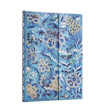 Blå och blommig anteckningsbok Blue Willow - Midi Linjerad Wrap från Paperblanks - Tidformera