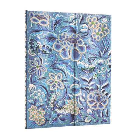 Anteckningsbok Blue Willow - Ultra Olinjerad Wrap från Paperblanks. Blå skrivbok med  blåa blommor.- Tidformera