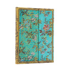 Turkos anteckningsbok Jane Austen Persuasion - Midi Olinjerad Wrap från Paperblanks med blommor och guldfärgat ram.- Tidformera