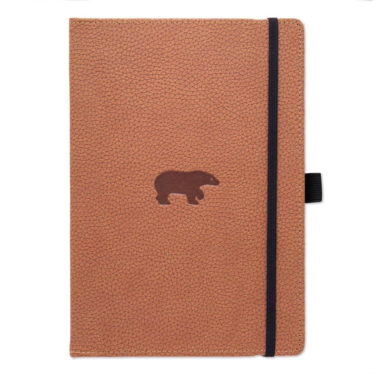 Anteckningsbok Wildlife Dotted A4 Brown Bear från Dingbats* - Brun anteckningsbokmed en björn på pärmen. Boken har svart gummiband för stängning samt pennhållare.
 - Tidformera