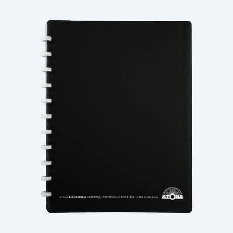 Svart linjerad anteckningsbok med ringbindning. Storlek A4+. Atoma Book A4+ Index Plastfickor - Linjerad - Black från Atoma - Tidformera