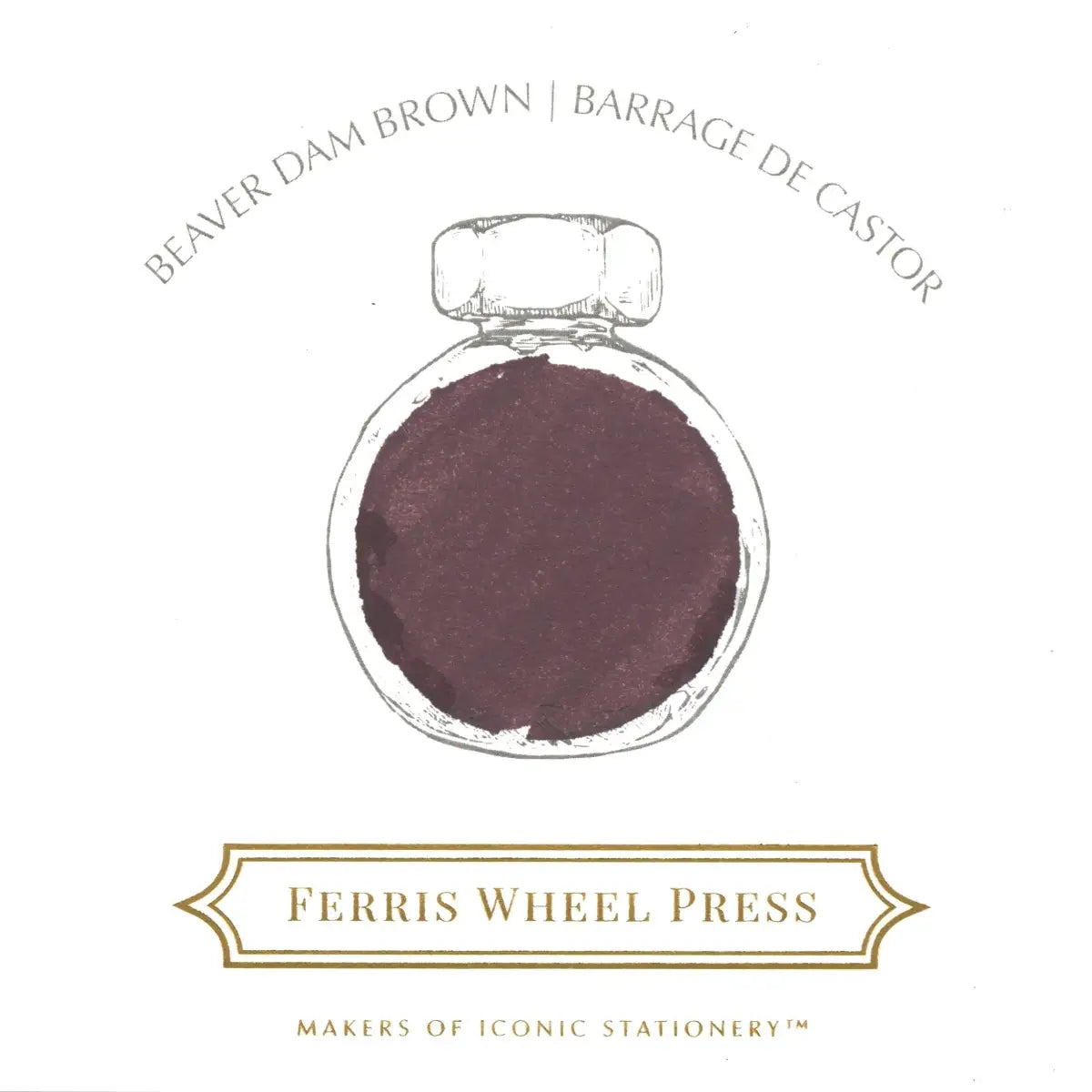 Färgprov på brunt bläck. Bläckflaska 38 ml - Beaver Dam Brown från Ferris Wheel Press - Tidformera  