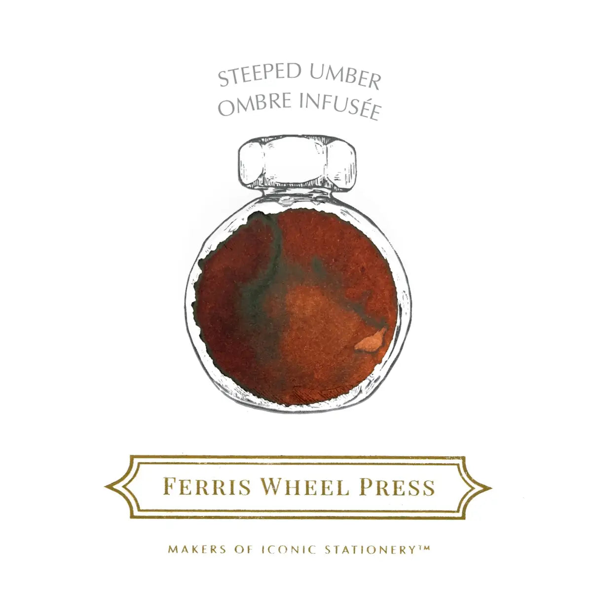 Bläckflaska 38 ml - Steeped Umber - Brun bläck från Ferris Wheel Press - Tidformera