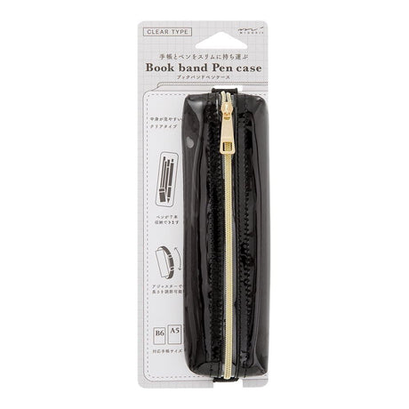 Book band Pen case Clear type - Black - 2 - Midori - Tidformera