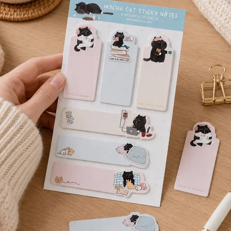 Bookmark Sticky Notes - Mocha cat - 6 designer - 2 - Moonaries illo - Tidformera