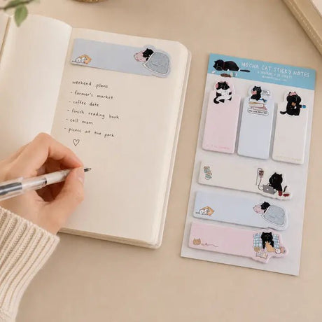 Bookmark Sticky Notes - Mocha cat - 6 designer - 3 - Moonaries illo - Tidformera