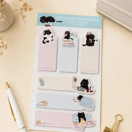 Bookmark Sticky Notes - Mocha cat - 6 designer - 1 - Moonaries illo - Tidformera