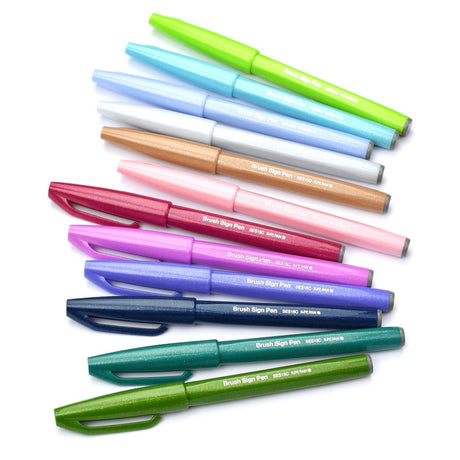 Brush Sign Pen - Fluorescent Pink - 4 - Pentel - Tidformera