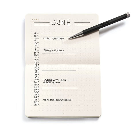Bullet Journal pocket öppnas upp till A5. Tidformera