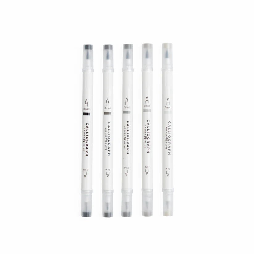 Calliographs Grayscale - 5 - pack - 2 - Archer & Olive - Tidformera