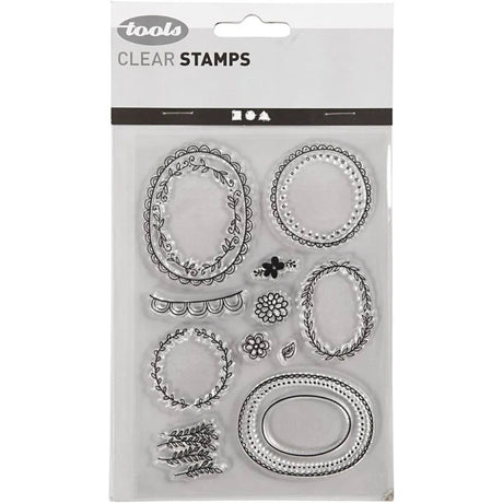 Clear stamps Ramar av löv från Creotime. Stämplar med ramar med små löv - Tidformera