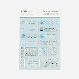 Förpackning med stämplar. Med klocka och olika trackers för vatten, böcker, filmer och humör. Clear stamps Record Kalenderstämplar - Life från BGM - Tidformera