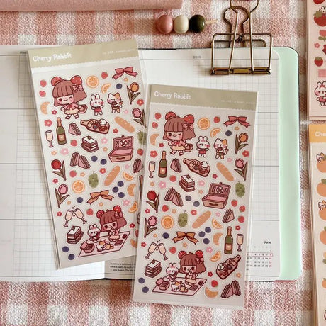 Clear Stickers No. 108 A lovely picnic - 1 - Cherry Rabbit - Tidformera