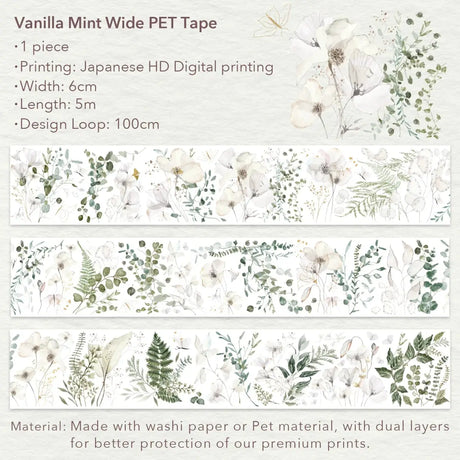 Clear tape Vanilla Mint Wide PET Tape - 60 mm - 4 - Washi Tape Shop - Tidformera