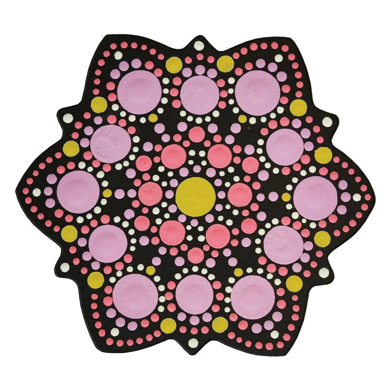 Dot Painting - Mdf - skiva och stencil - 10 cm - Anemone - 3 - Aladine - Tidformera