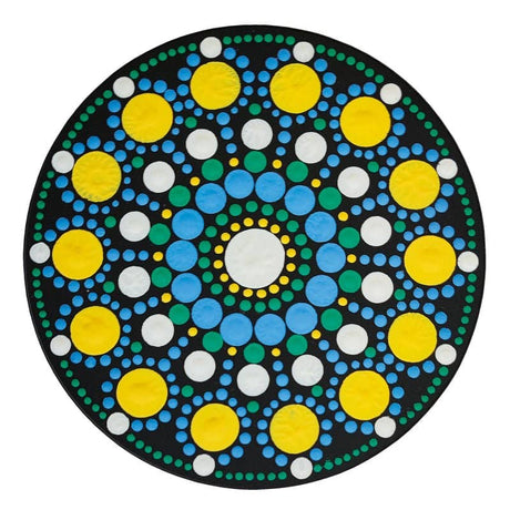Dot Painting - Mdf - skiva och stencil - 10 cm - Rond - 2 - Aladine - Tidformera
