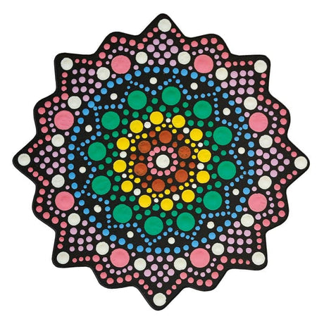Dot Painting - Mdf - skiva och stencil - 10 cm - Soleil - 4 - Aladine - Tidformera