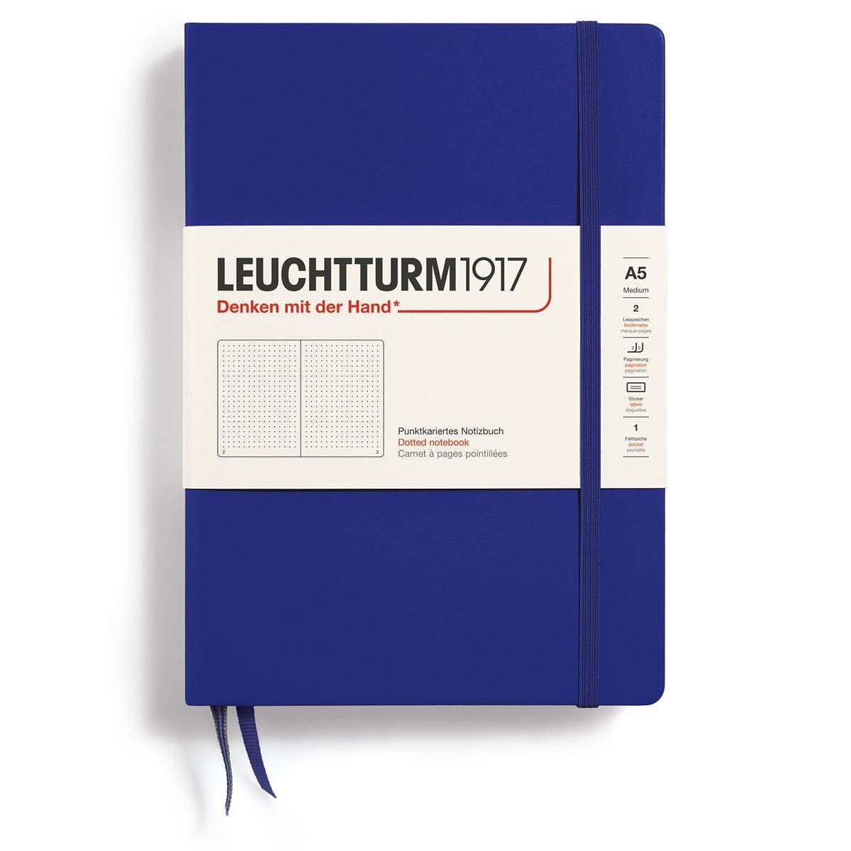 Dotted notebook Lt A5 Hård pärm Ink från Leuchtturm1917 - Blå anteckningsbok - Tidformera