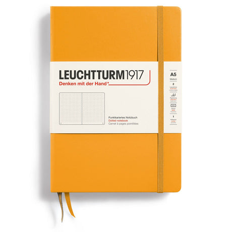 Dotted notebook Lt A5 Hård pärm Rising Sun från Leuchtturm1917 - Gul anteckningsbok - Tidformera
