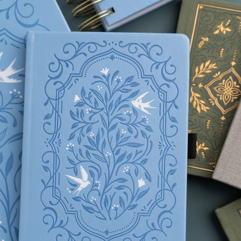 Dotted Notebook Songbird In Blue Slim - 3 - Archer & Olive - Tidformera