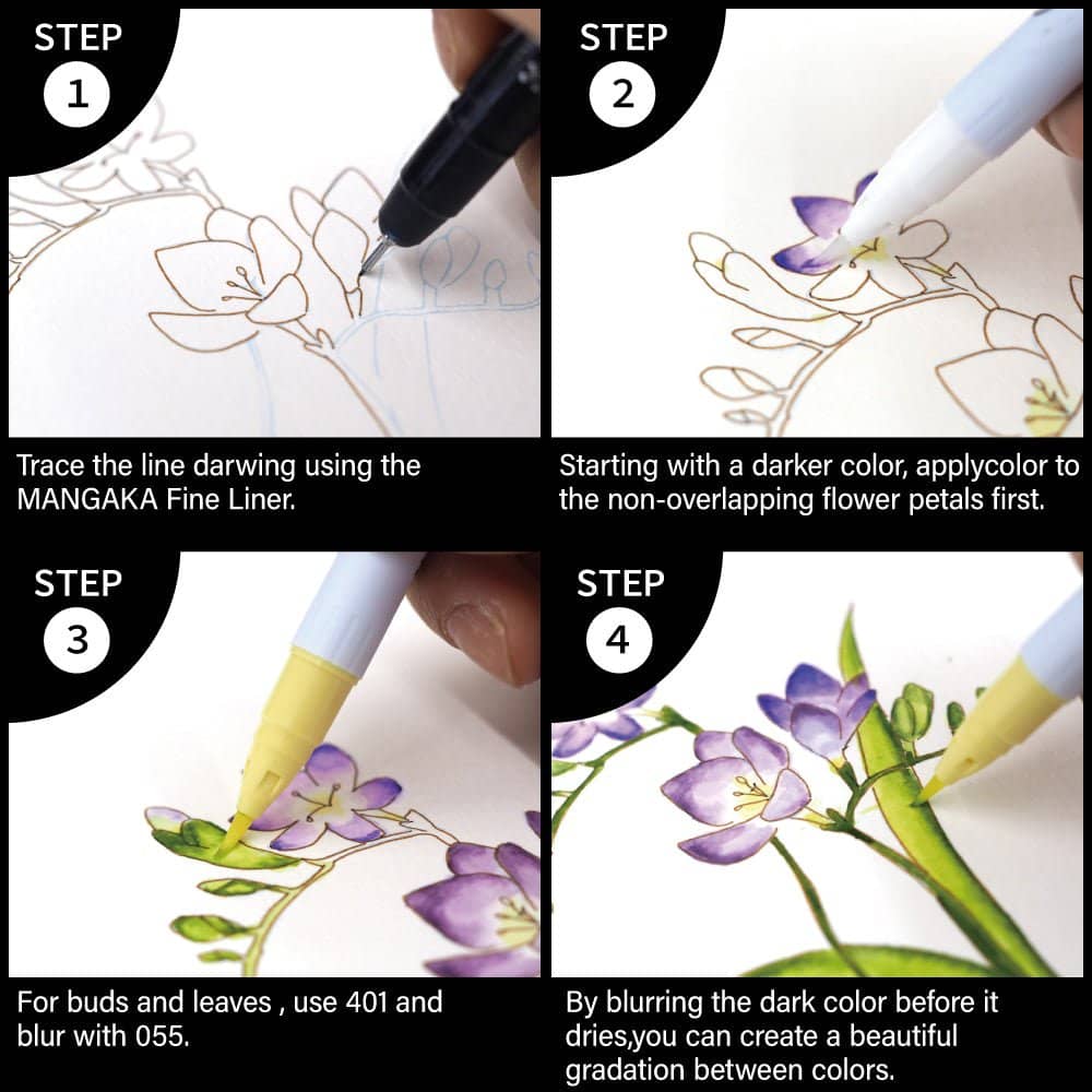 Exploring Watercolor How to paint flowers - Gradation - 4 - ZIG Kuretake - Tidformera