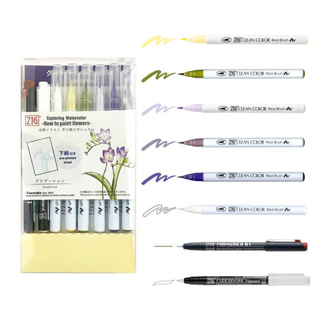 Exploring Watercolor How to paint flowers - Gradation - 3 - ZIG Kuretake - Tidformera