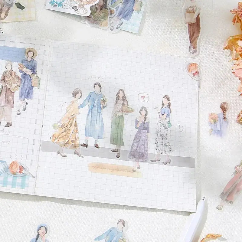 Flake stickers Coordinate - Watercolor - Flower - 4 - BGM - Tidformera