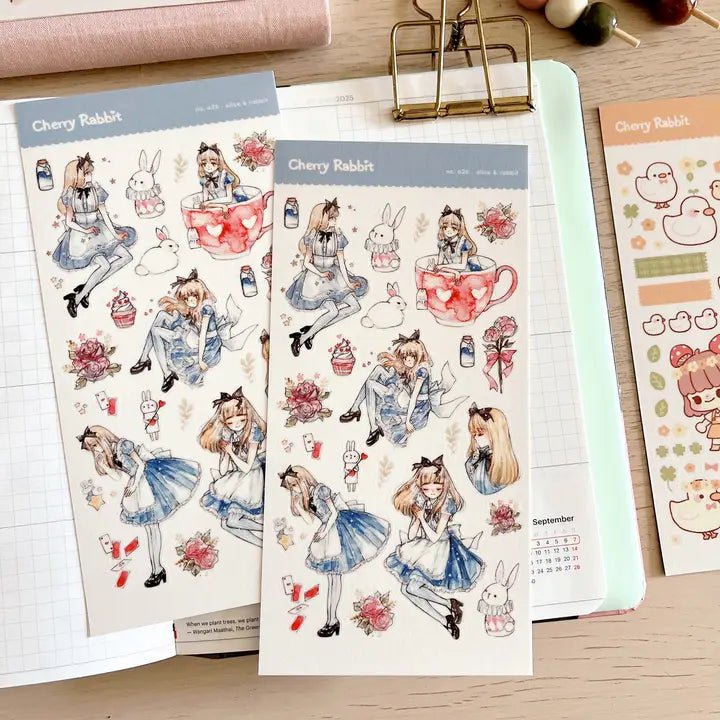 Fyndhörna Washi Stickers No. 026 Alice & rabbit - 1 - Tidformera - Tidformera