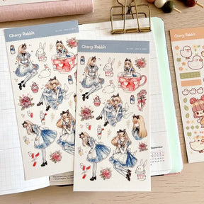 Fyndhörna Washi Stickers No. 026 Alice & rabbit - 1 - Tidformera - Tidformera