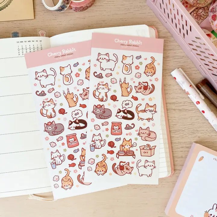 Fyndhörna Washi Stickers no. 037 Cat party - 1 - Tidformera - Tidformera