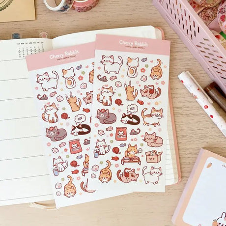Fyndhörna Washi Stickers no. 037 Cat party - 1 - Tidformera - Tidformera