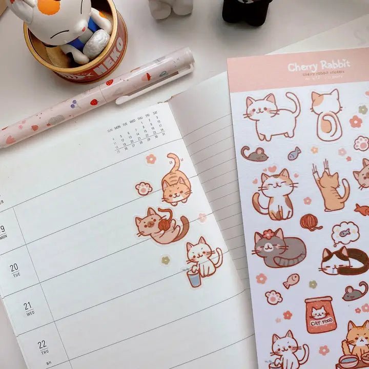 Fyndhörna Washi Stickers no. 037 Cat party - 2 - Tidformera - Tidformera