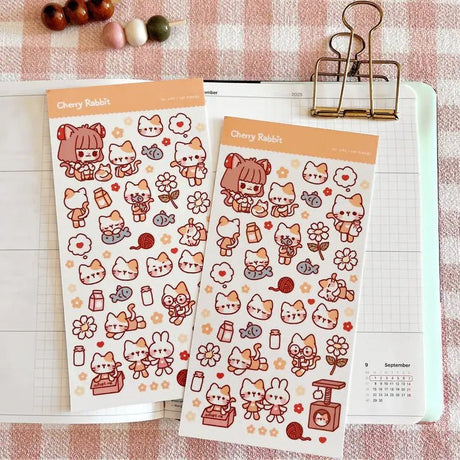 Fyndhörna Washi Stickers no. 046 Cat friends - 1 - Tidformera - Tidformera