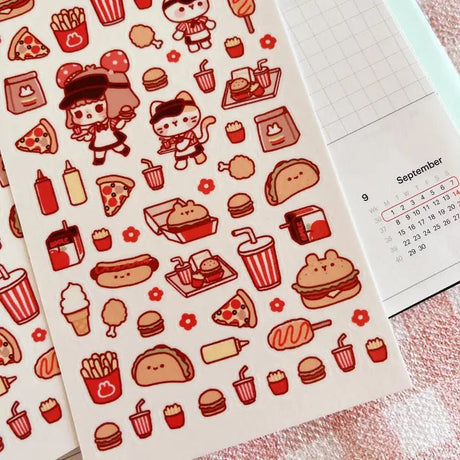 Fyndhörna Washi Stickers no. 054 Burger cafe - 3 - Tidformera - Tidformera