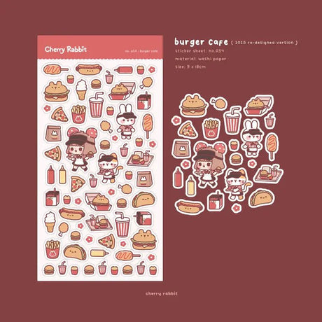Fyndhörna Washi Stickers no. 054 Burger cafe - 5 - Tidformera - Tidformera